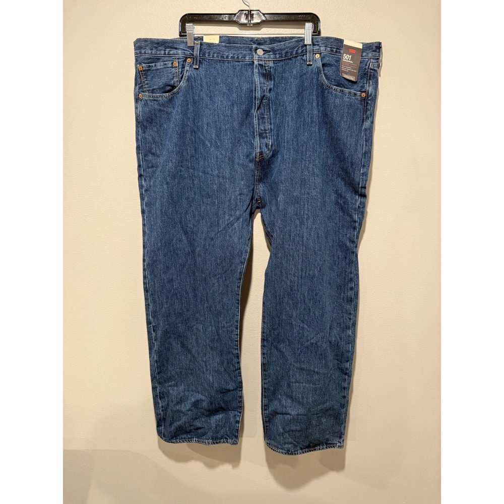 Levis 501 Original Mens Big and Tall Jeans 50x34 Medium Wash Blue 100% Cotton